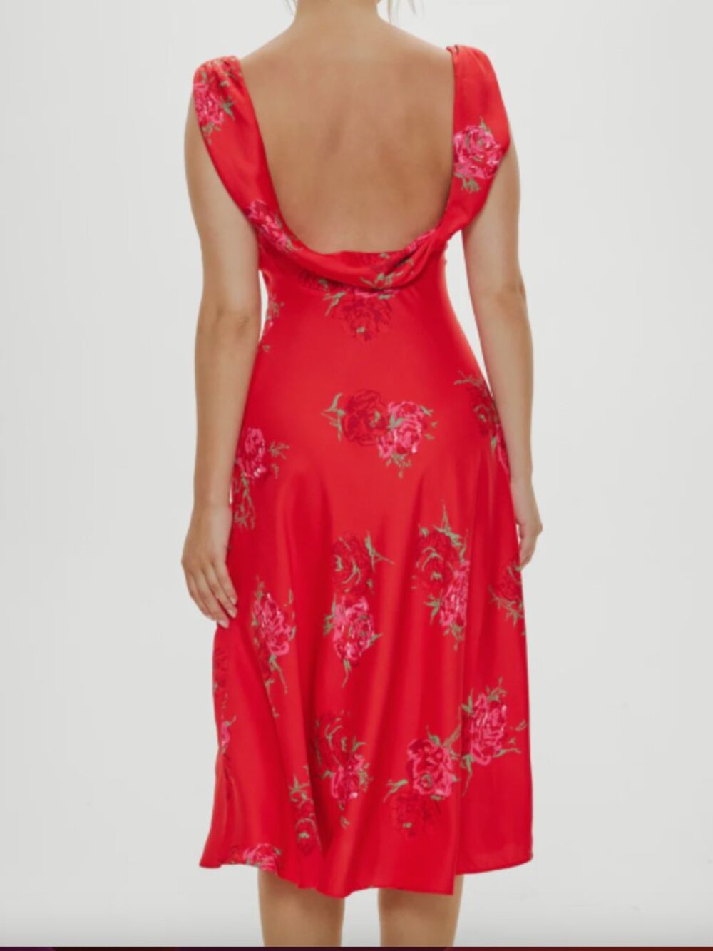 NWT FRANKIE'S BIKINIS - Aurora Satin Floral Midi Dress - SMALL - Picture 4 of 5